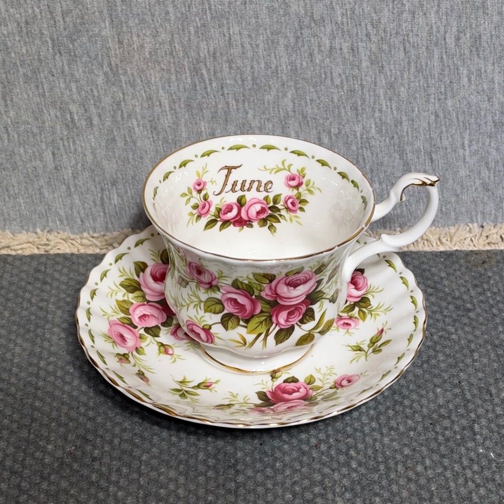 Royal Albert June Flower of the Month Roses Teacup and Saucer England Bone China